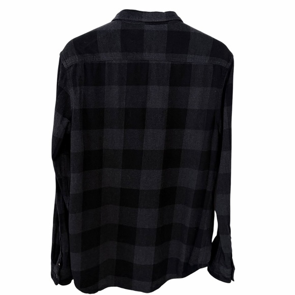 QUIKSILVER Black Gray Plaid Motherfly Flannel Button Up Shirt Modern Fit m - Picture 4 of 15